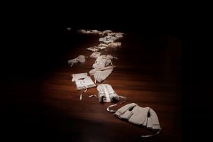 Someone died trying to have a life like mine, 2014, Wombeyan marble, nylon webbing, dimensions variable. Photograph by Mark Pokorny
